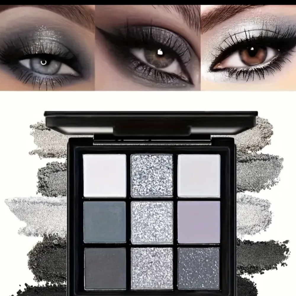 Glamour Eyeshadow Palette - Black, Silver, Gray